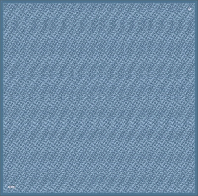 Mavi Klasik Desen %100 Twill İpek Eşarp 4317-50