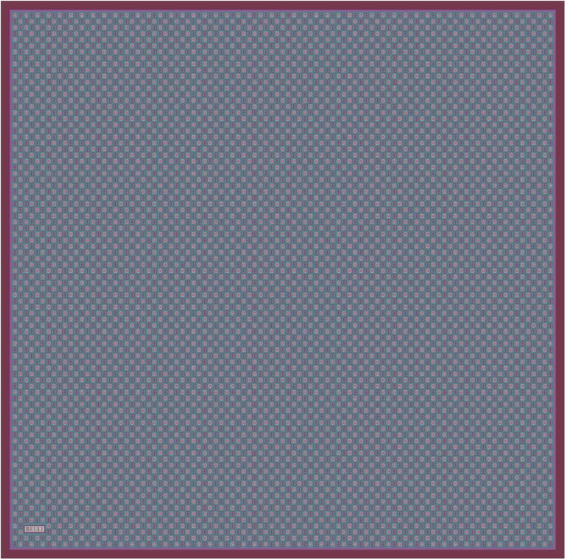 Mavi Monogram Desen %100 Twill İpek Eşarp 4418-82