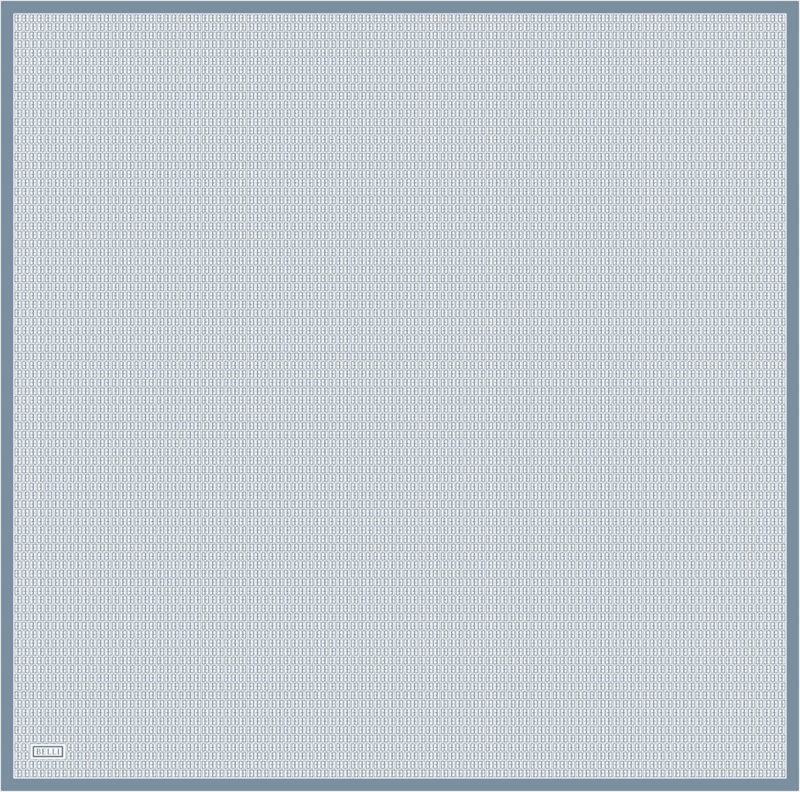 Mavi Monogram Desen %100 Twill İpek Eşarp 4321-56