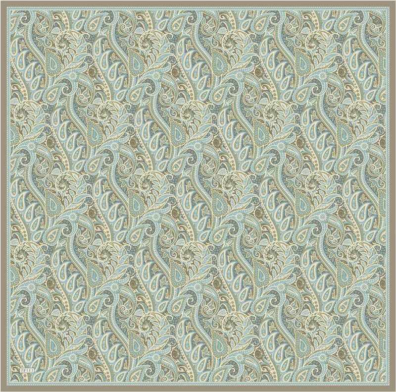 Mint Etnik Desen %100 Twill İpek Eşarp 4404-32