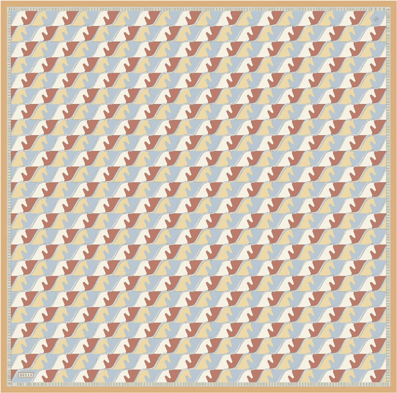 Mint Geometrik Desen %100 Twill İpek Eşarp 4406-85