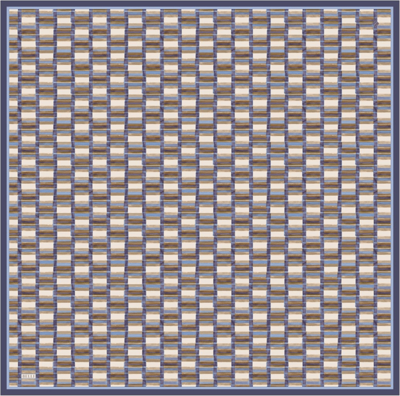 Mor Geometrik Desen %100 Twill İpek Eşarp 4302-32