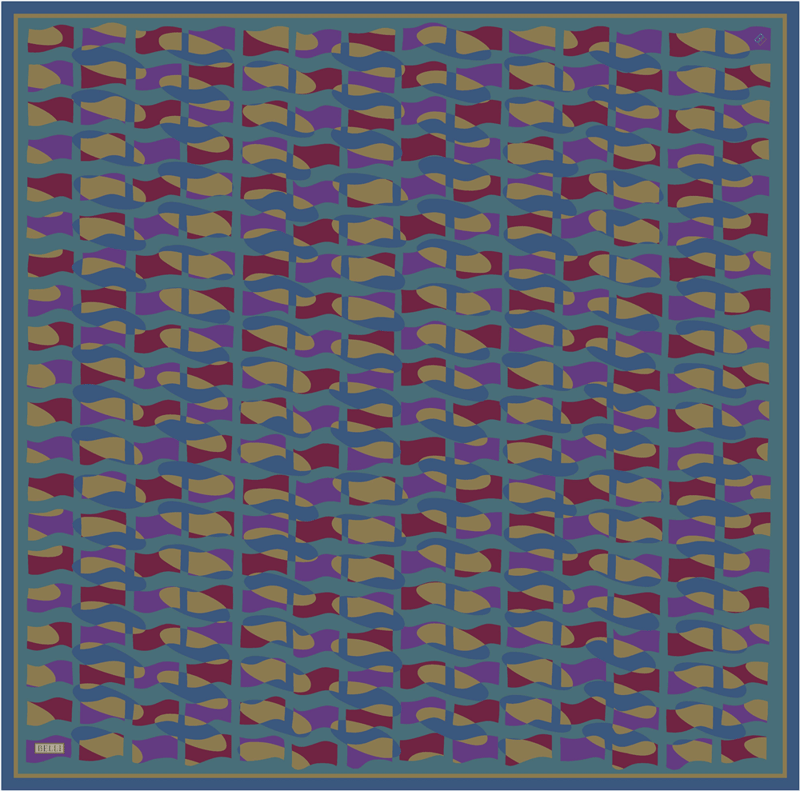 Mor Geometrik Desen %100 Twill İpek Eşarp 4420-87