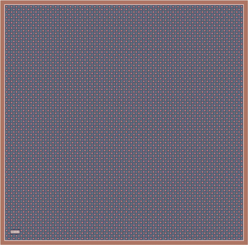 Mor Monogram Desen %100 Twill İpek Eşarp 4418-37