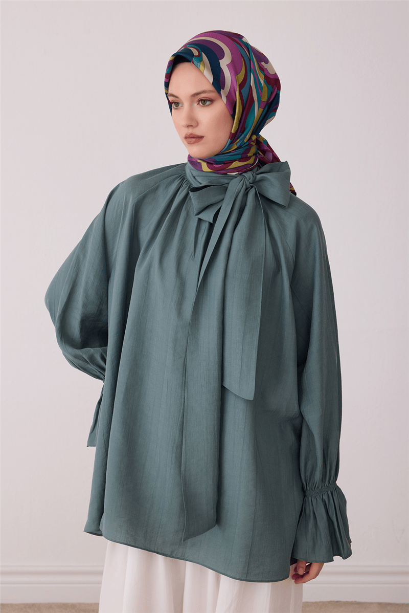 Mor Soyut Desen %100 Twill İpek Eşarp 4414-82