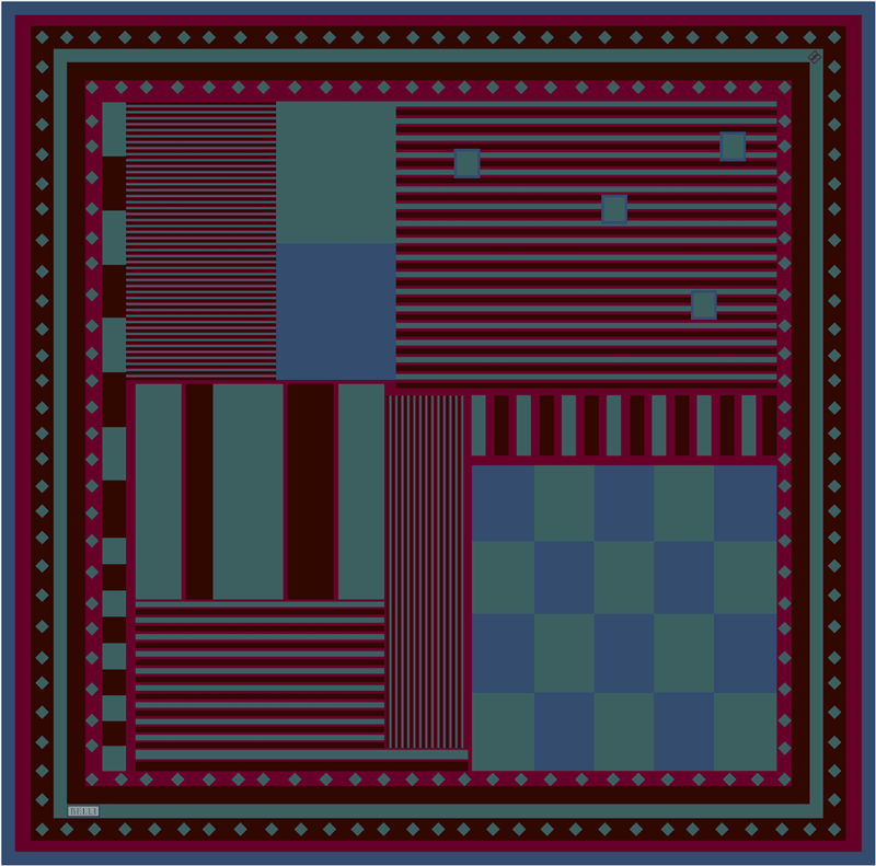 Mürdüm Geometrik Desen %100 Twill İpek Eşarp 4401-81