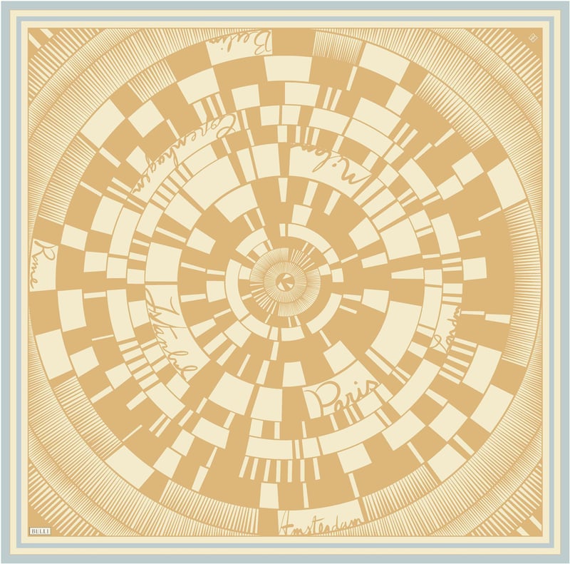 Oranj Geometrik Desen %100 Twill İpek Eşarp 4411-87