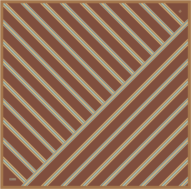 Oranj Geometrik Desen %100 Twill İpek Eşarp 4405-05