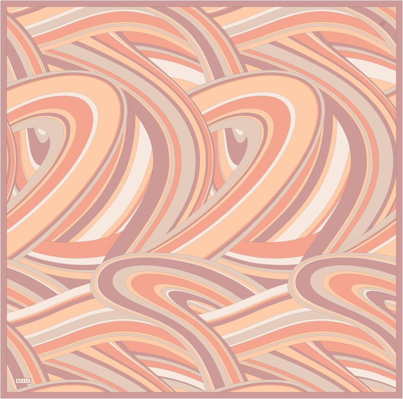 Oranj Geometrik Desen %100 Twill İpek Eşarp 4311-33