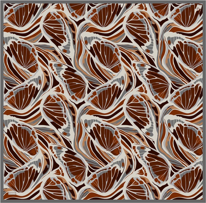 Oranj Soyut Desen %100 Twill İpek Eşarp 4417-51