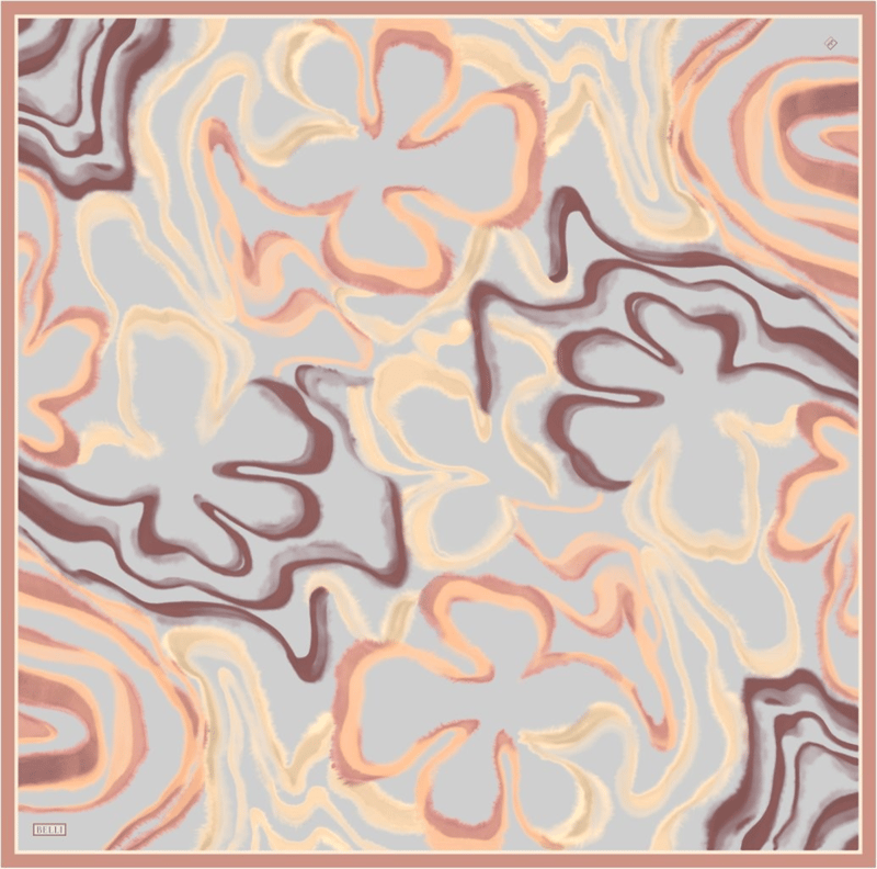 Oranj Soyut Desen %100 Twill İpek Eşarp 4301-35