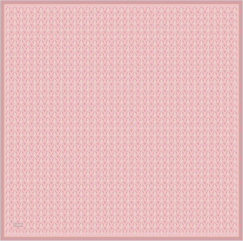 Pembe Etnik Desen %100 Twill İpek Eşarp 4308-03