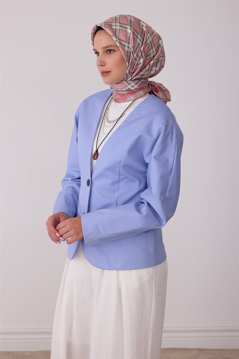Pembe Geometrik Desen %100 Twill İpek Eşarp 4421-81