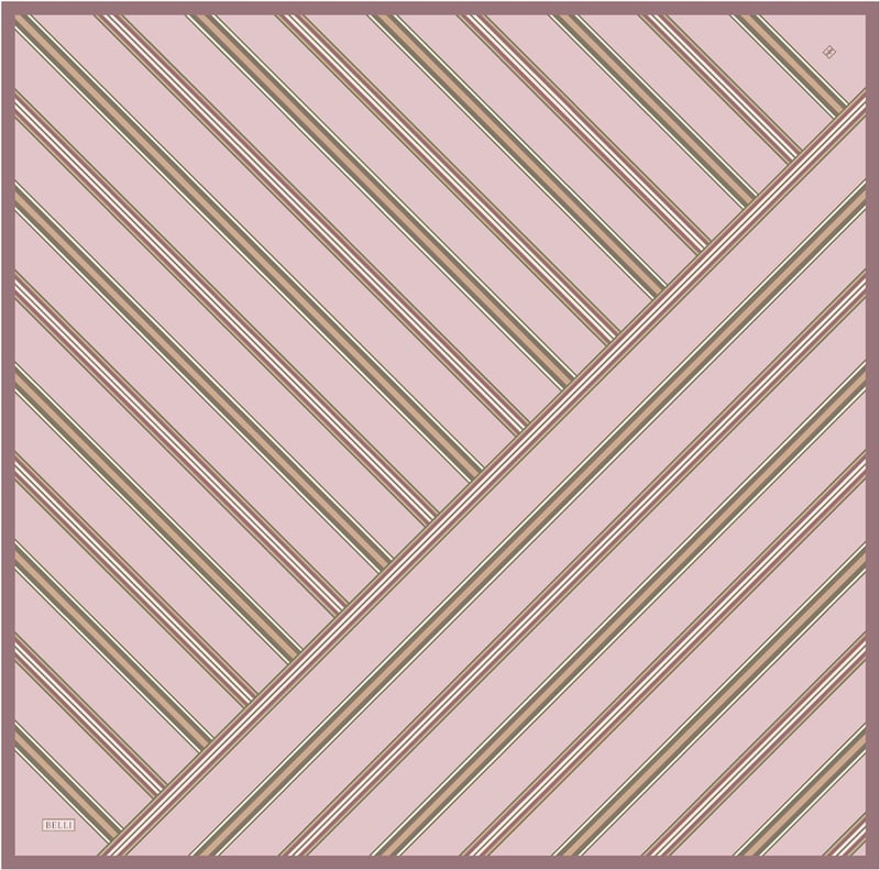 Pembe Geometrik Desen %100 Twill İpek Eşarp 4405-06