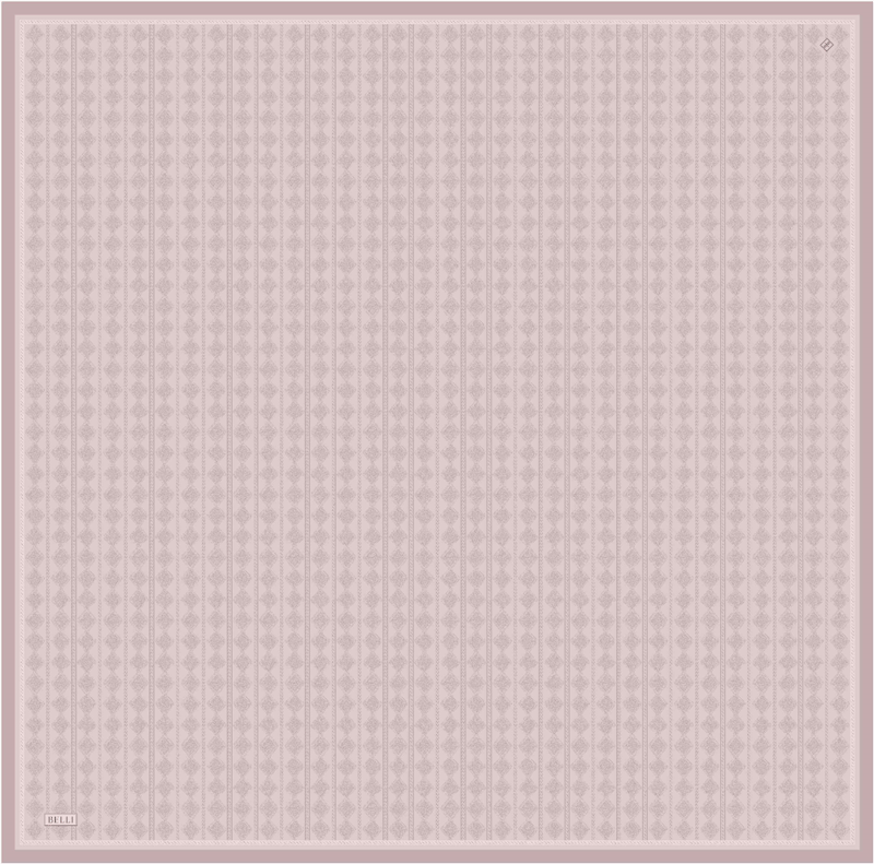 Pembe Geometrik Desen %100 Twill İpek Eşarp 4425-02