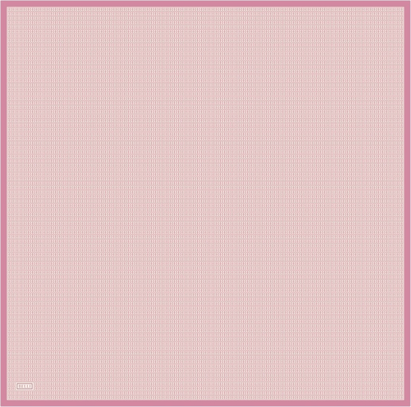 Pembe Monogram Desen %100 Twill İpek Eşarp 4321-80