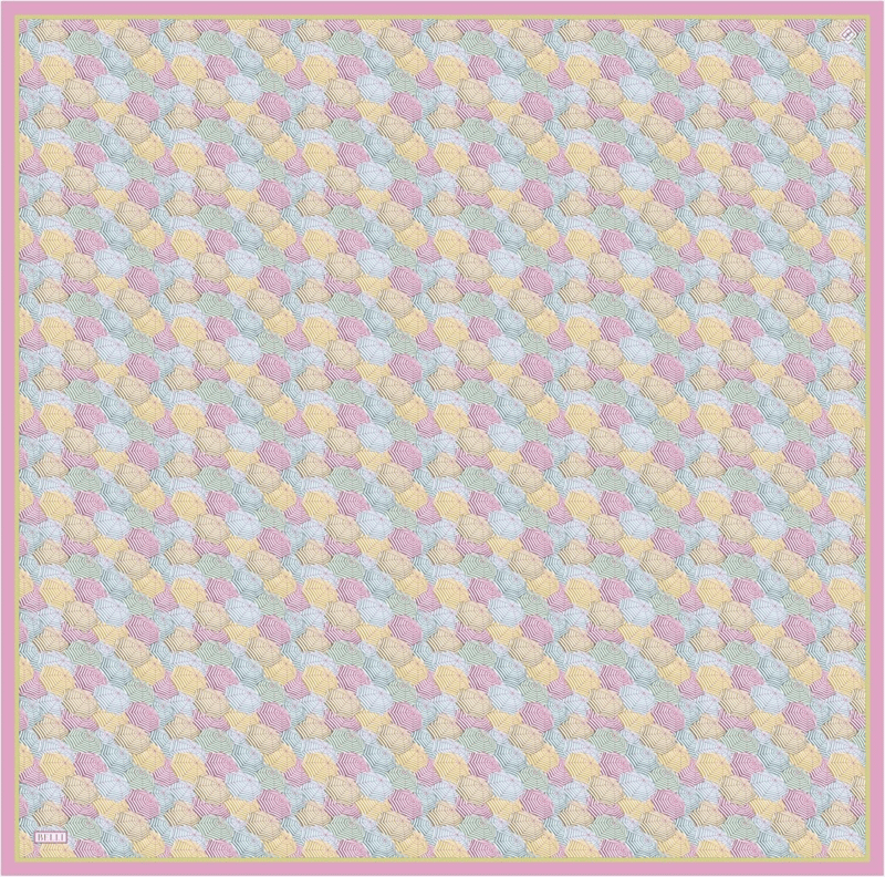 Pembe Obje Desen %100 Twill İpek Eşarp 4313-52