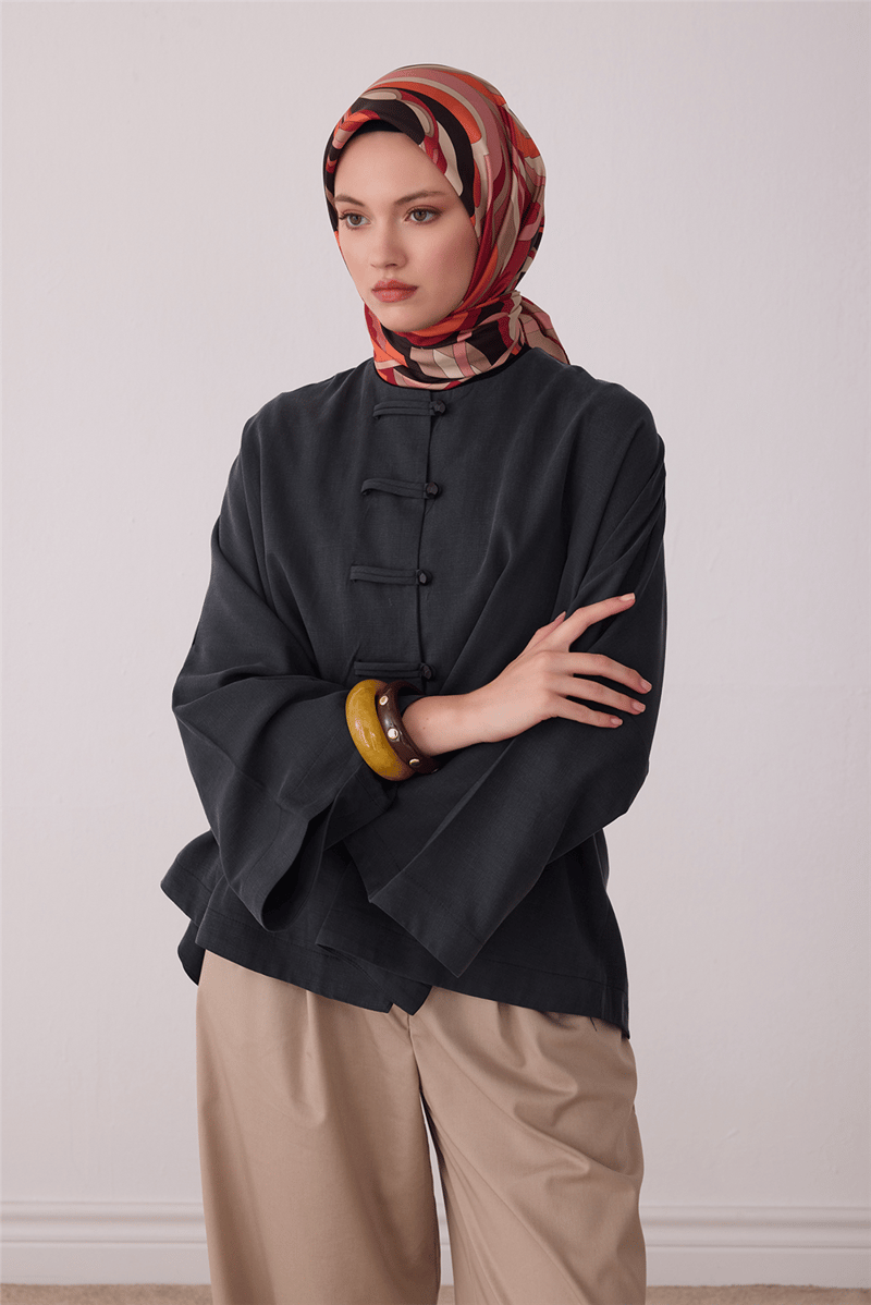 Pembe Soyut Desen %100 Twill İpek Eşarp 4414-32