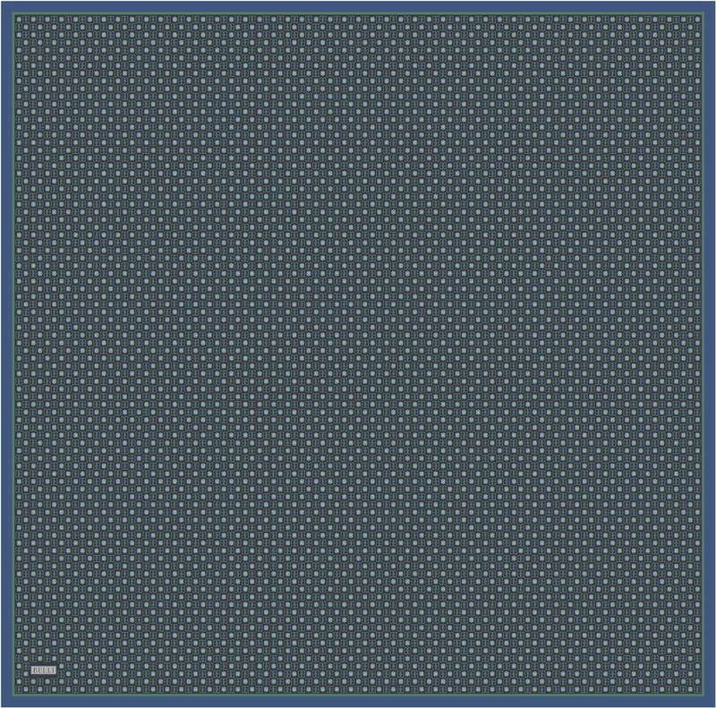 Petrol Monogram Desen %100 Twill İpek Eşarp 4418-81