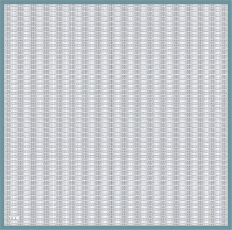 Petrol Monogram Desen %100 Twill İpek Eşarp 4321-81