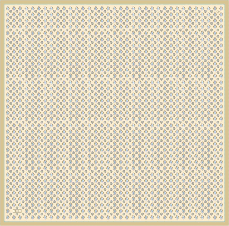 Sarı Etnik Desen %100 Twill İpek Eşarp 4308-05