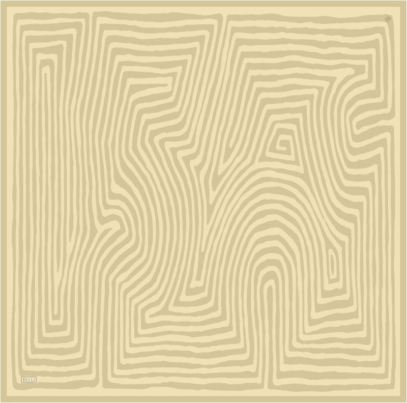 Sarı Geometrik Desen %100 Twill İpek Eşarp 4325-06
