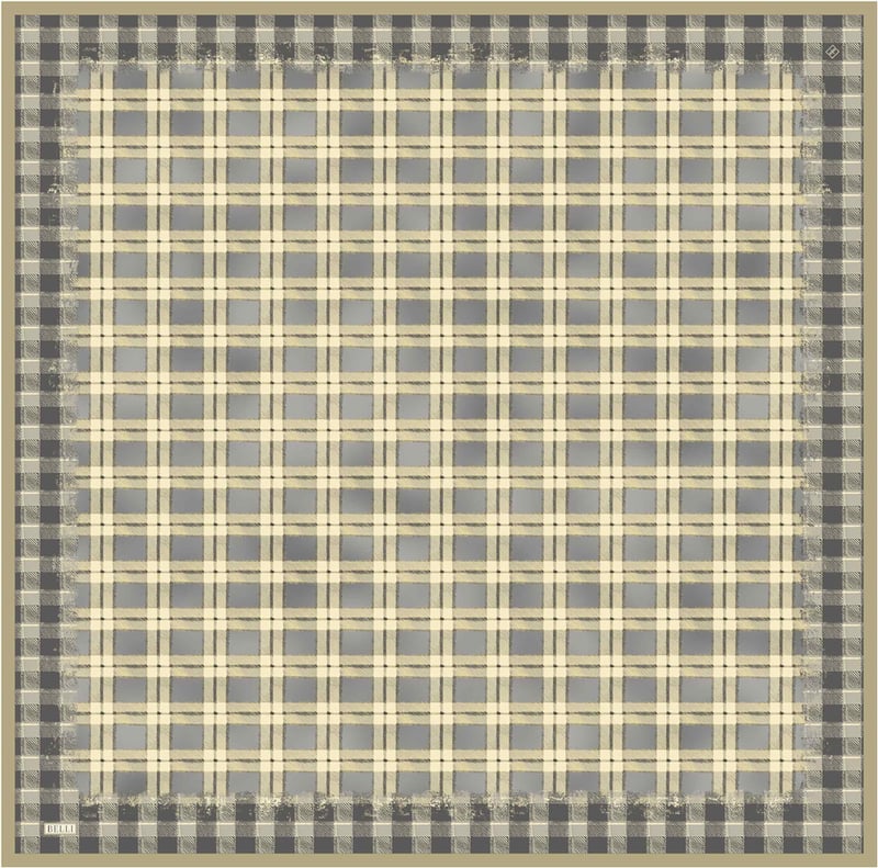 Sarı Geometrik Desen %100 Twill İpek Eşarp 4421-33