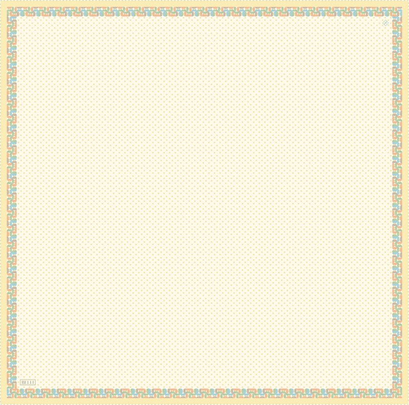 Sarı Klasik Desen %100 Twill İpek Eşarp 4326-84