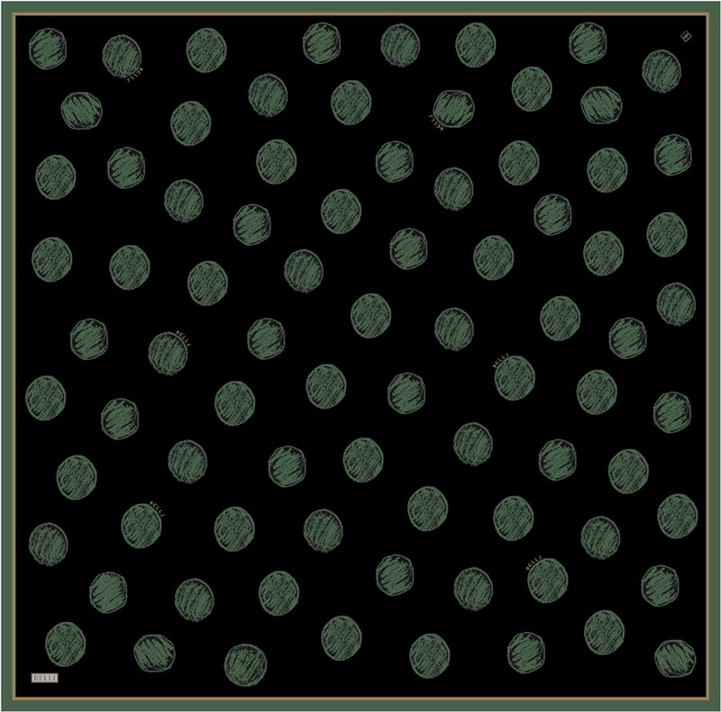 Siyah Geometrik Desen %100 Twill İpek Eşarp 4427-35