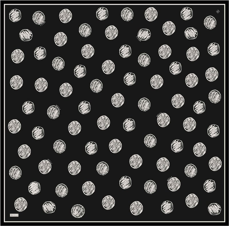 Siyah Geometrik Desen %100 Twill İpek Eşarp 4427-02