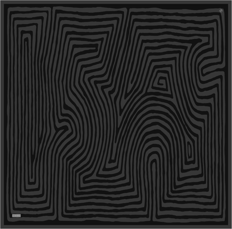 Siyah Geometrik Desen %100 Twill İpek Eşarp 4325-84