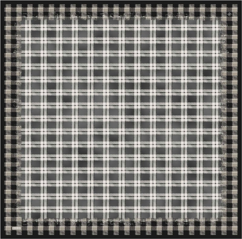 Siyah Geometrik Desen %100 Twill İpek Eşarp 4421-84