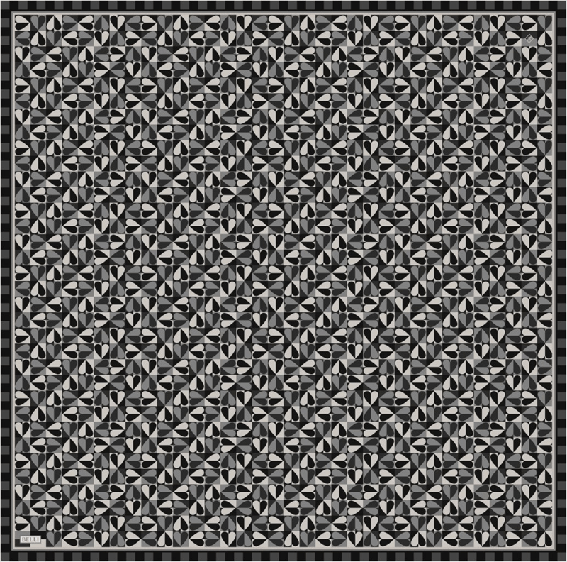 Siyah Obje Desen %100 Twill İpek Eşarp 4322-85