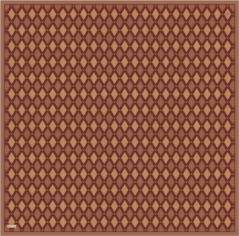 Taba Geometrik Desen %100 Twill İpek Eşarp 4408-83