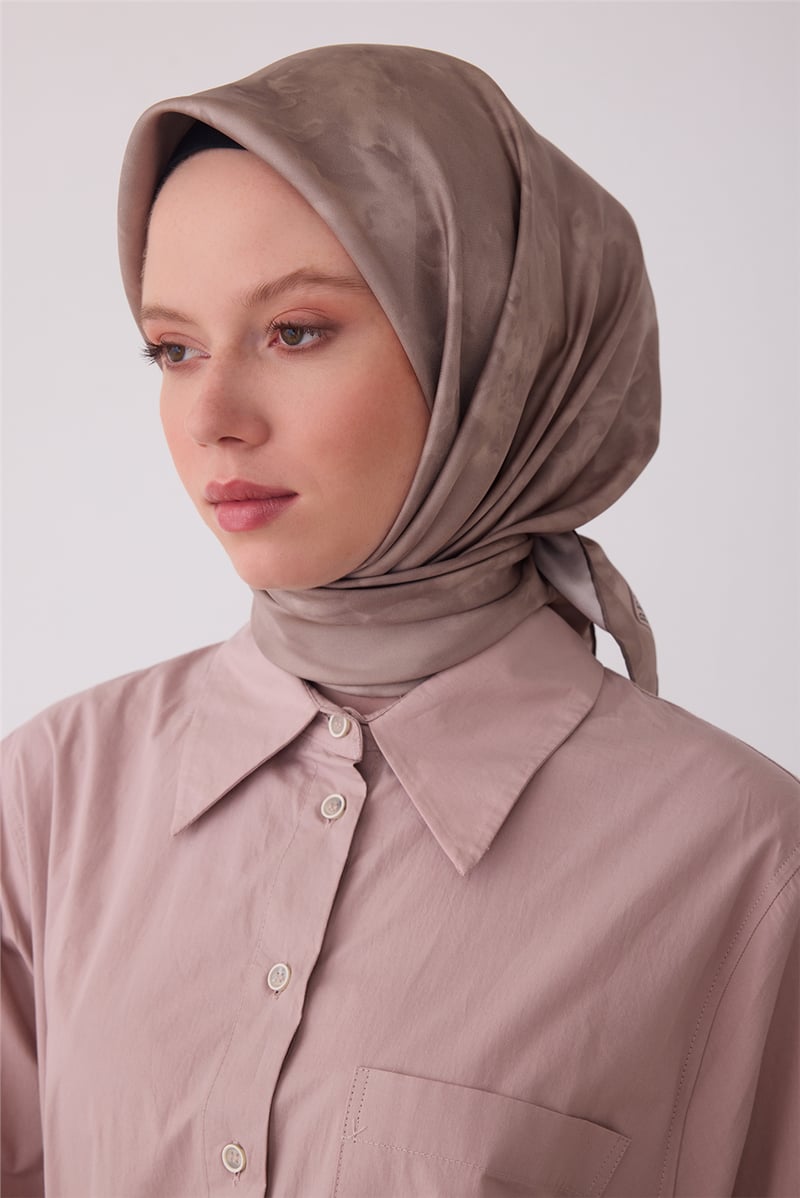 Vizon Soyut Desen %100 Twill İpek Eşarp 4428-33