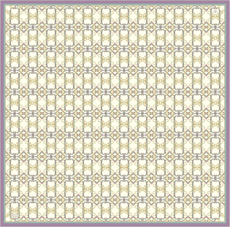 Yeşil Çok Renkli Klasik Desen %100 Twill İpek Eşarp 4328-83