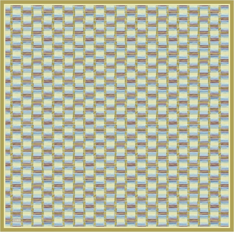Yeşil Geometrik Desen %100 Twill İpek Eşarp 4302-52
