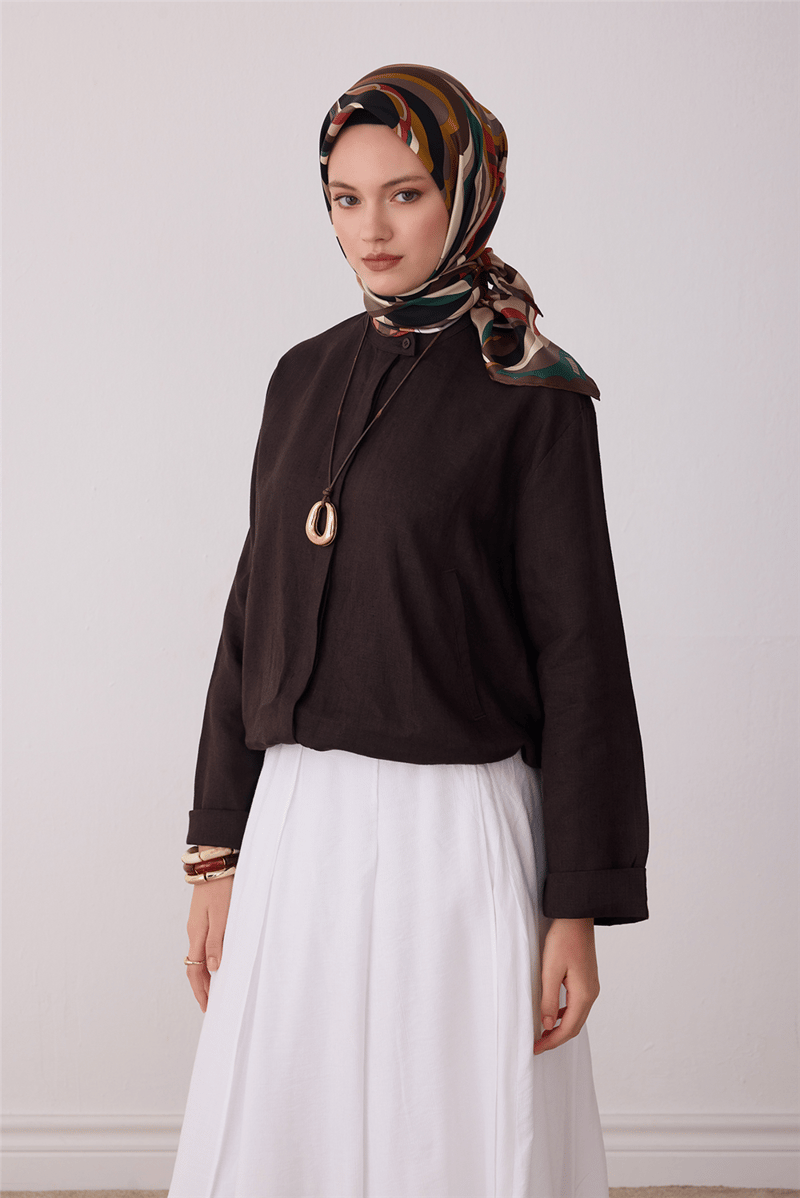 Yeşil Soyut Desen %100 Twill İpek Eşarp 4414-62