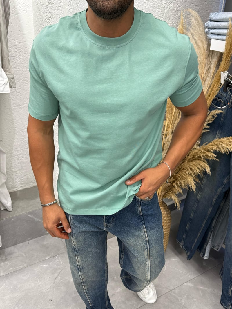 Black-Ant Basic Yırtmaçlı T-Shirt Mint