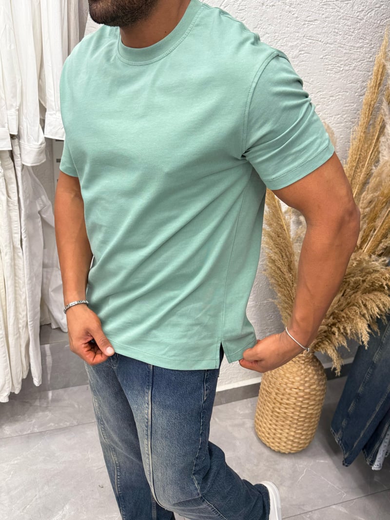 Black-Ant Basic Yırtmaçlı T-Shirt Mint