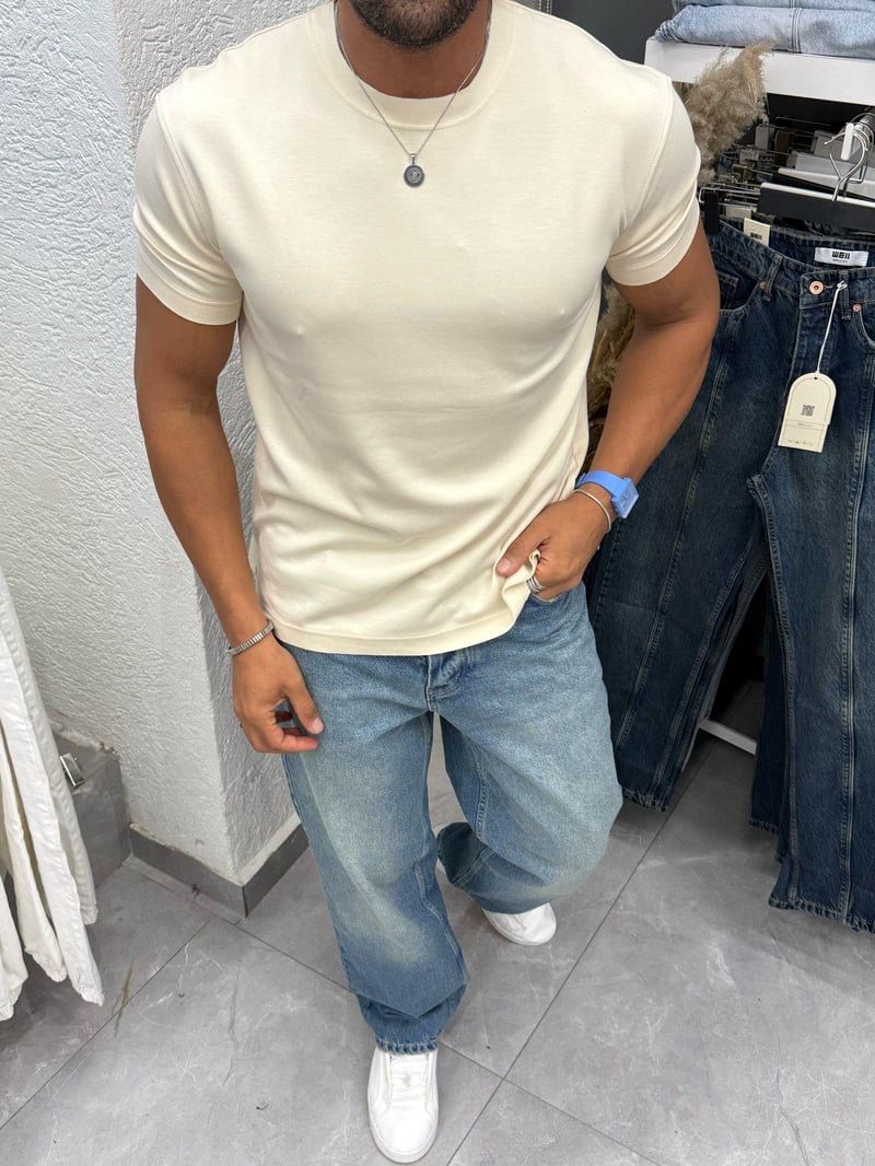 Black&Ant Modal Tshirt Krem