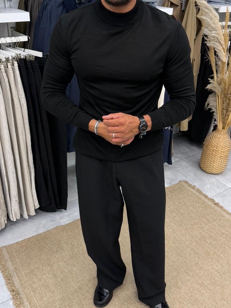 Boğazlı Kazak Siyah