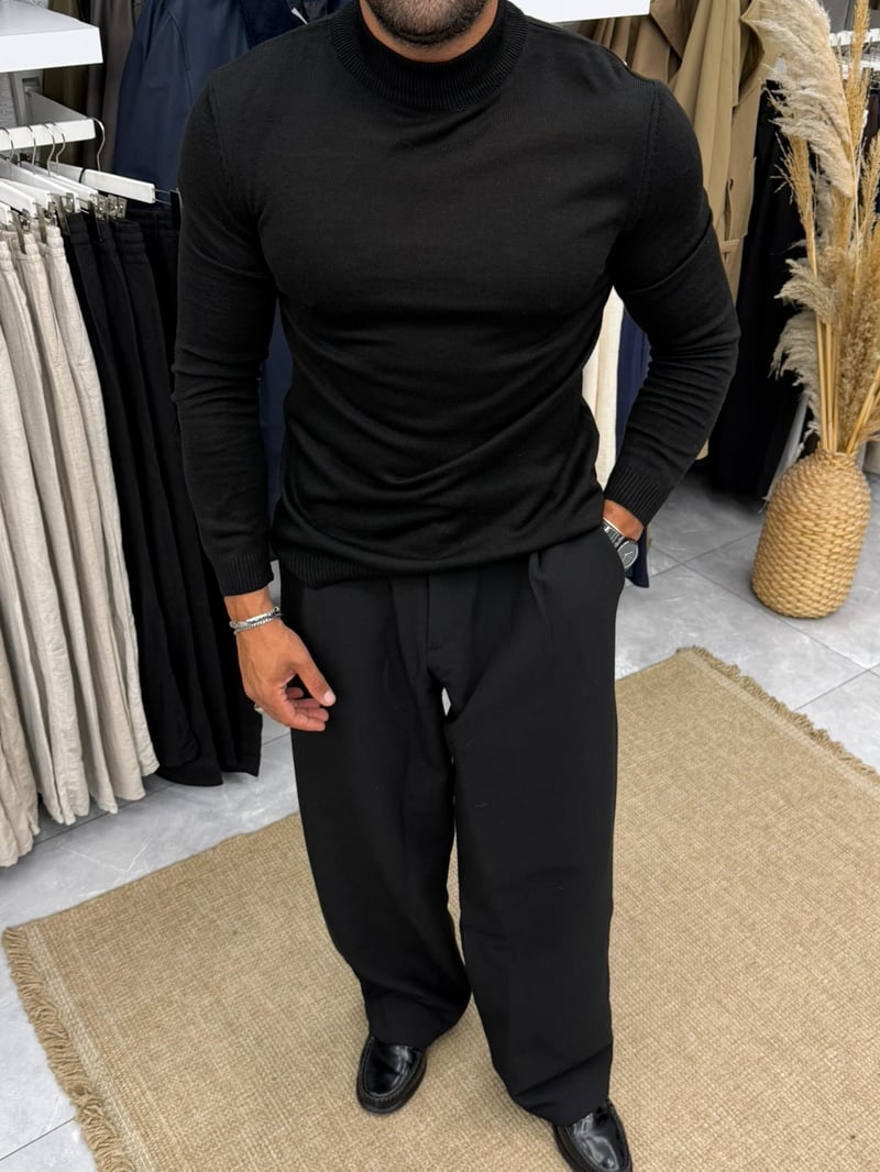 Boğazlı Kazak Siyah