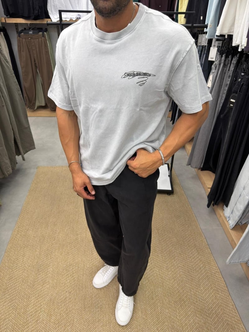 Catch Studio Yıkamalı Yüksek Kalite Tshirt Gri