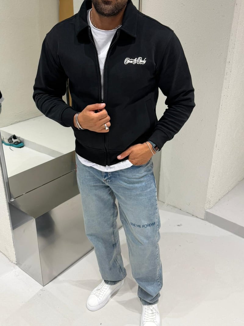 Catch Tech Kumaş Fermuarlı Sweat Siyah