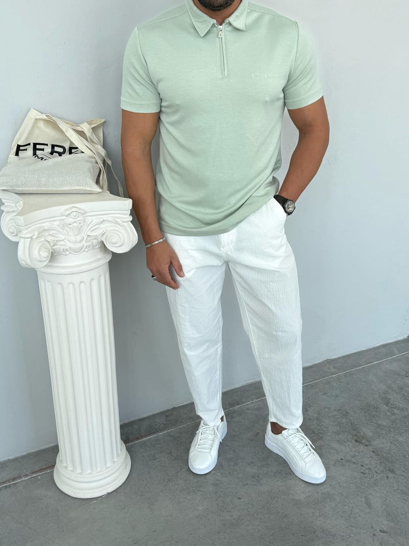 Deepoint Modal Fermuar Detay Tshirt Yeşil