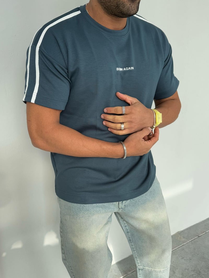 Deepoint Oysho Kumaş Omuz Şerit Detay Tshırt Lacivert