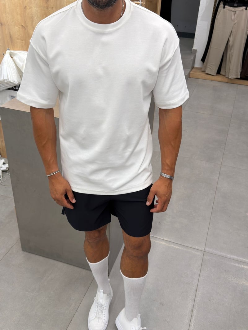 Ferel Double Face Yüksek Kalite Basic Tshirt Beyaz