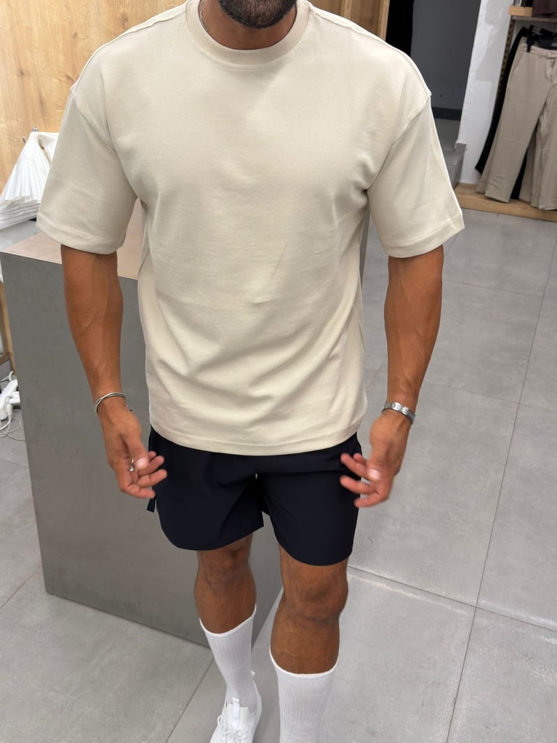 Ferel Double Face Yüksek Kalite Basic Tshirt Bej