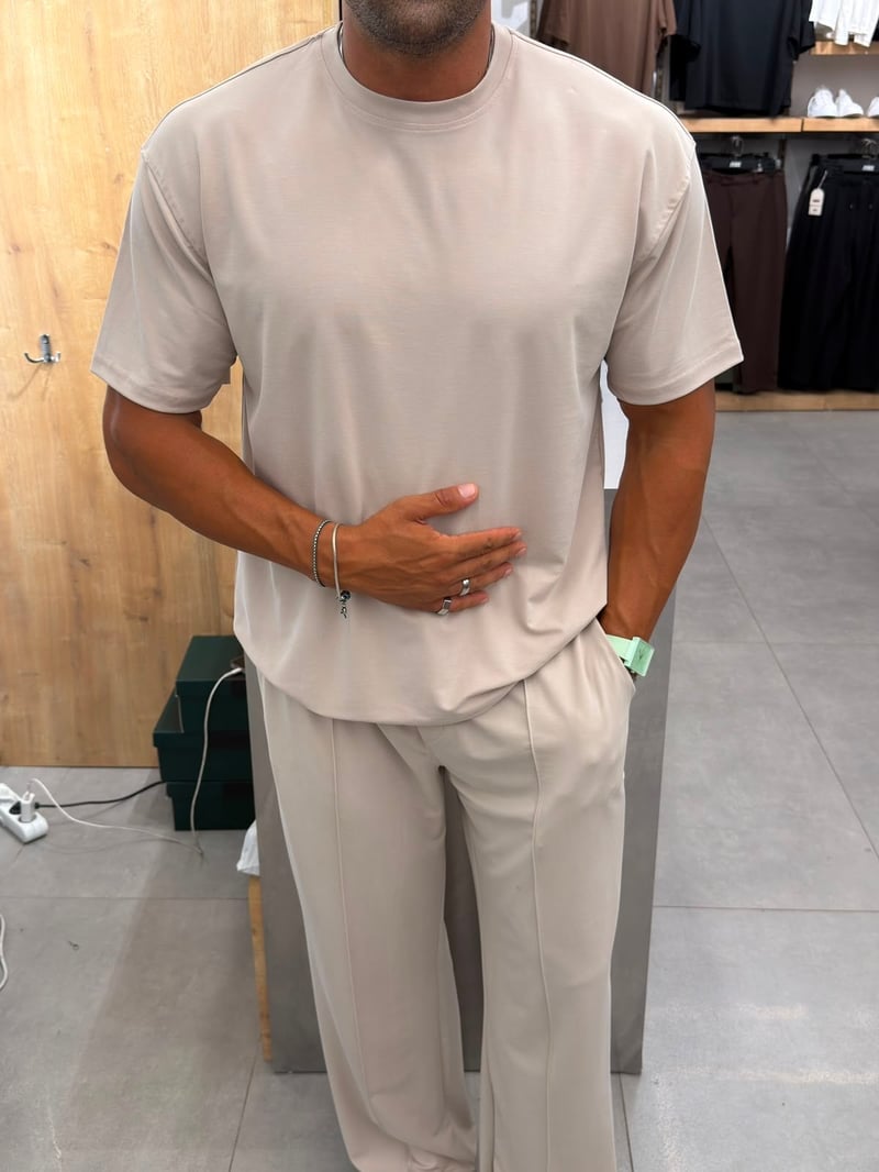 Ferel Yıkamalı Modal Kumaş Oversize Tshirt Bej
